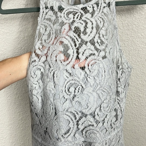 J Crew Pamela Dress in Leavers Lace Sleeveless Full Length Wedding Guest Gray 2 - Picture 4 of 15
